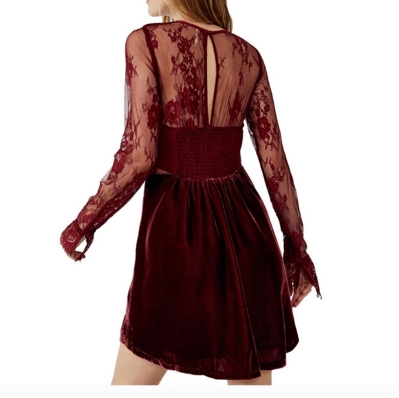 Free People Burgundy Marlie Lace Mini‎ Dress - Picture 4 of 9